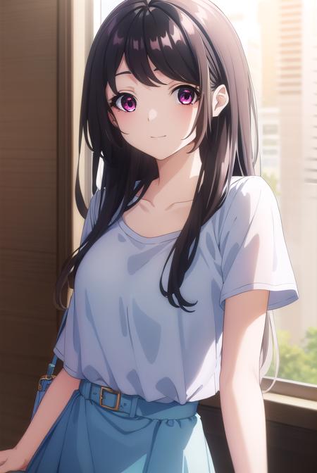 kaorihoujou, <lora:kaori houjou s1-lora-nochekaiser:1>,
kaori houjou, long hair, bangs, (black hair:1.5), (red eyes:1.2), sidelocks, smile,
BREAK skirt, shirt, collarbone, short sleeves, bag, blue skirt, yellow shirt, handbag,
BREAK indoors, classroom,
BREAK looking at viewer, (cowboy shot:1.5),
BREAK <lyco:GoodHands-beta2:1>, (masterpiece:1.2), best quality, high resolution, unity 8k wallpaper, (illustration:0.8), (beautiful detailed eyes:1.6), extremely detailed face, perfect lighting, extremely detailed CG, (perfect hands, perfect anatomy),