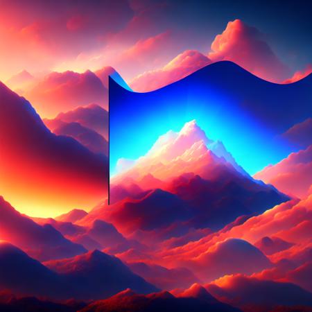 (fractalgeo style:1) an image of a computer screen with mountains and clouds in the background <lora:djzFractalGeoV21_LoraBooth:1>