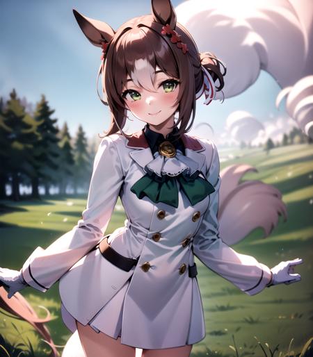 masterpiece, 8k wallpaper, best quality, 1girl, FineMotion, <lora:FineMotion>, smile, blush, grass, looking at the viewer, solo, standing, long sleeves, white gloves,