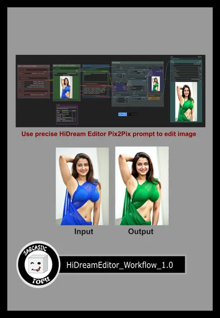 ComfyUI beginner friendly instruct Pix2Pix HiDream Editor GGUF Workflow by SarcasticTOFU