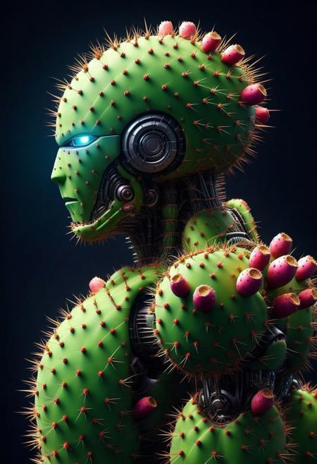 masterpiece,best quality,amazing quality,very aesthetic,high resolution,ultra-detailed,absurdres,newest,scenery,depth of field,scenery,volumetric lighting, beautiful, score_9, score_8_up, score_7_up, Robot, Prickly Pear Style,