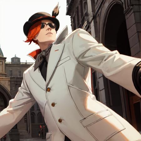  torchwick bowler hat white trench coat