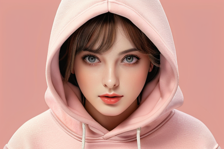 {{{{retro artstyle}}}}, {{masterpiece)),best quality,illustration,1 girl,mature female,small breast,beautiful detailed eyes,long sleeves, hoodie,frills, no shadow, simple background, bright skin, 1980s (style)