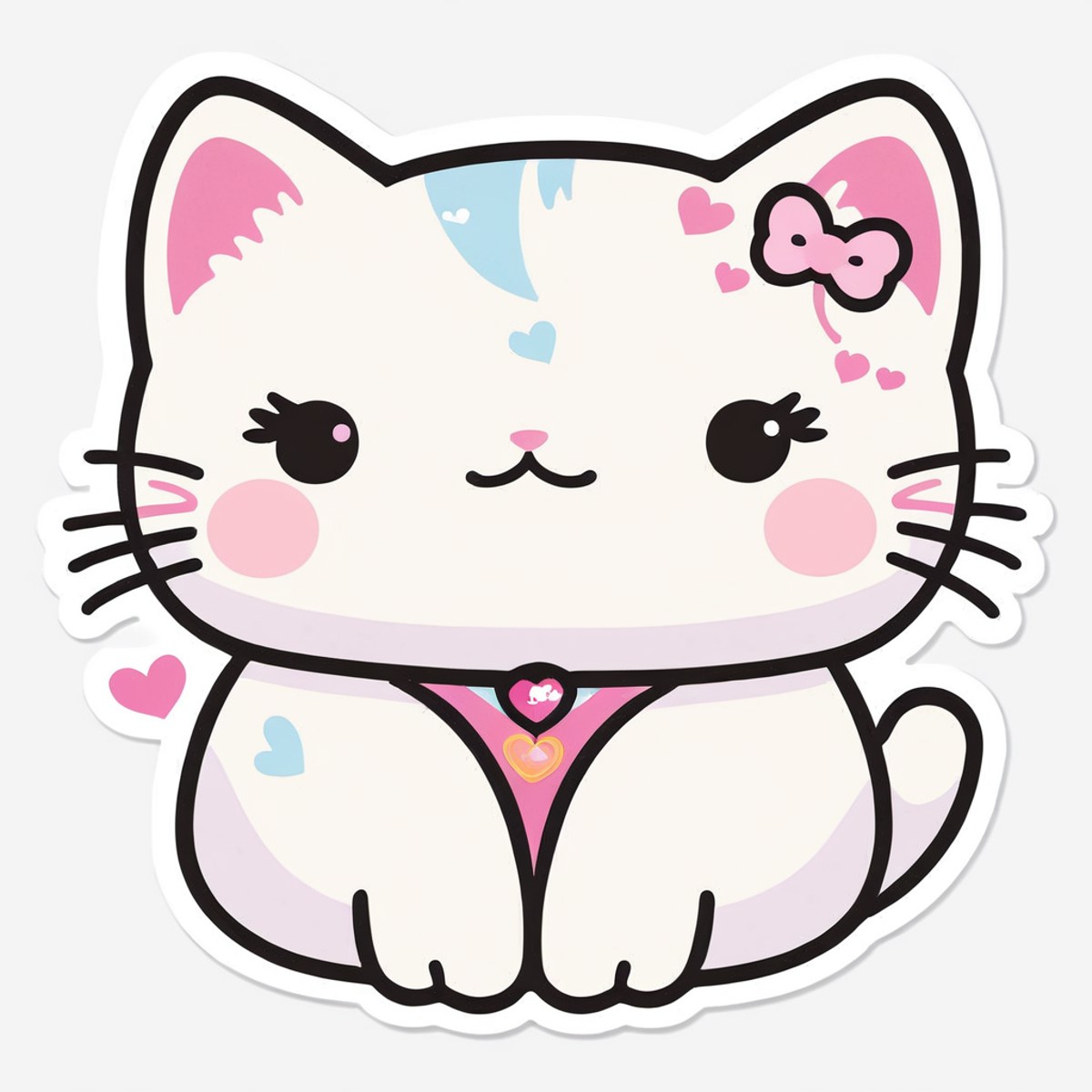 kawaii sticker, girl, kitty<lora:EnvyKawaiiXL01:1>