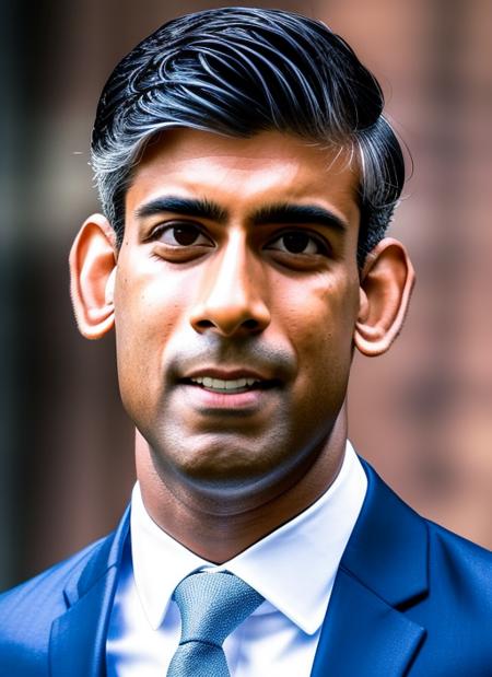(masterpiece, best quality, awards winner) close up  Rishi Sunak dressed in suit and shirt,  1 man, photography, trending on artstation, sharp focus, studio photo, intricate details, highly detailed, 8k, hdri, hyperrealisti    <lora:sunak:0.95>