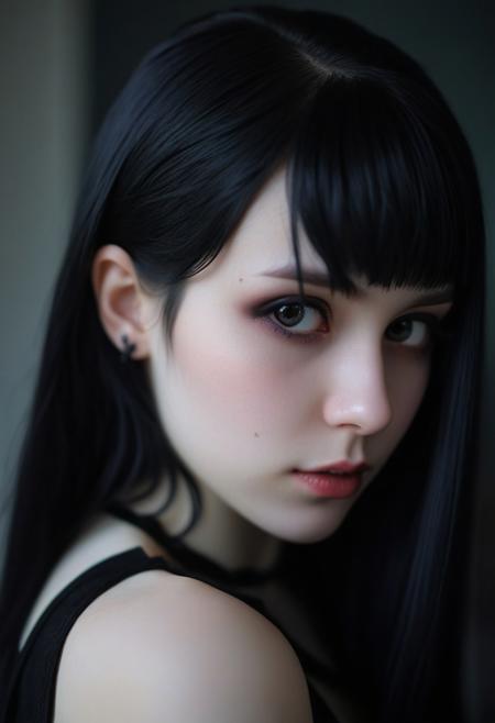 (((top-priority))), real-life, goth-girlfriend, split ambient twilight light, shallow focus, realistic shadows, ideal, vellus hairs, best image, best quality, depth of field, perfect composition, suggestive:1.2,