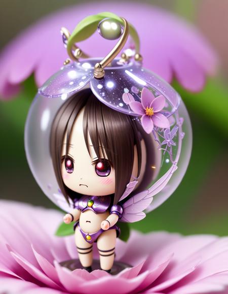 kkw-Nendroid fairy standing in a flower, fireflies, CGI effect