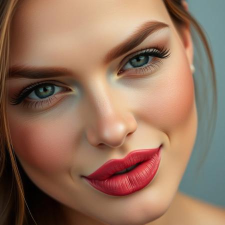 beautiful woman, close up on eyes and lips, wink, pursed lips