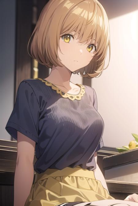 aokiyuriko, <lyco:aokiyuriko-lyco-nochekaiser:1>, 
aoki yuriko, short hair, brown hair, bangs, (yellow eyes:1.5), glasses,
BREAK skirt, shirt, short sleeves, pantyhose, black pantyhose, frills,
BREAK looking at viewer, 
BREAK indoors,
BREAK <lyco:GoodHands-beta2:1>, (masterpiece:1.2), best quality, high resolution, unity 8k wallpaper, (illustration:0.8), (beautiful detailed eyes:1.6), extremely detailed face, perfect lighting, extremely detailed CG, (perfect hands, perfect anatomy),