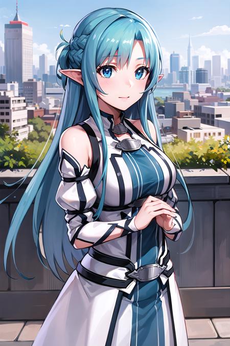 original outfit, 1girl, long hair, solo, detached sleeves, cityscape,  <lora:asunaalo:1>