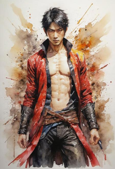 by Shotaro Ishinomori,  (shiny, artstyle-watercolor but extremely beautiful:1.4), (intricate details, masterpiece, best quality:1.4) , in the style of nicola samori, 
long hu men style 2D art, Vibrant, dynamic, arcade, 2D fighting game, highly detailed, reminiscent of long hu men series,, looking at viewer
