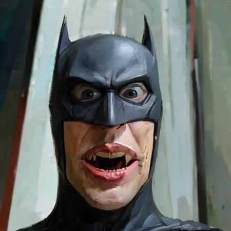 fisheye view, surprised batman in black batman suit, mouth opened, caricature, albeniz rodriguez style <lora:albeniz-rodriguez-style:0.9>