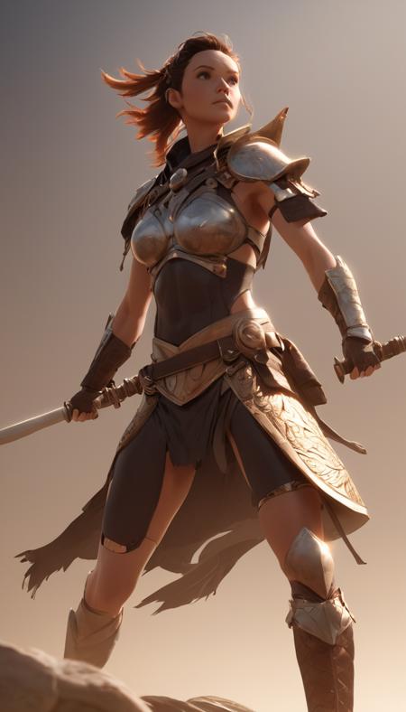 Cinematic scene, hero view, solo, female warrior, action pose, detailed background, masterpiece, best quality, high quality, absurdres <lora:guild_wars_2_v0.0.2:1>