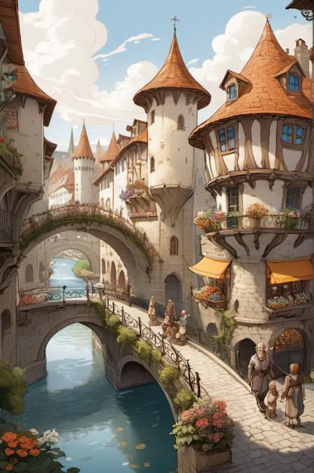 , <lora:sdxl_mythicalclouds:0.8> mythical clouds,, a grand capital city nestled in the heart of a magical realm inspired by Dungeons and Dragons. The city stands as a testament to both architectural splendor and mystical enchantments. The streets are bustling with life, filled with a diverse array of creatures, both human and fantastical, going about their daily routines. The buildings showcase a harmonious blend of traditional medieval design and whimsical magical enhancements. Ornate bridges span over flowing rivers and canals, connecting various districts of the city. Gardens and parks are interspersed throughout, teeming with vibrant, otherworldly flora and fauna. In the central square, a magnificent fountain serves as a gathering place, its waters sparkling with magical energies.