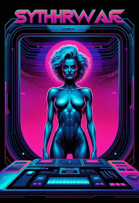 Dark, masterpiece, illustration, highly detailed, synthwave album cover, energetic, retro futuristic screen with a configurator to configure the perfect woman