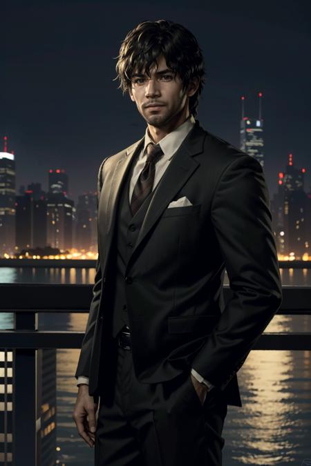 ((ultra detailed, masterpiece, best quality))
 <lora:RE3Carlos:0.8>
RE3Carlos, 1boy, solo, brown eyes, On a sophisticated city rooftop, dressed in a sharp blazer, with the skyline as the backdrop, at night