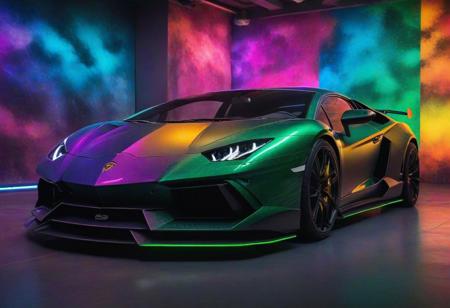 Imagine a striking scene: a bold car, inspired by the Lamborghini style, adorned with colorful lights against a hyper-colorful backdrop. This amazing wallpaper, available in 8K, boasts highly detailed elements that bring the supercar to life. =>= The Lamborghini-inspired design, with its high contrast and vibrant hues, creates a visually stunning screensaver. Whether you're looking for a mobile wallpaper, HD phone wallpaper, or a 4K wallpaper, this scene promises to be an eye-catching and immersive experience. =%='(