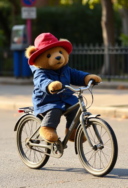 Paddington bear on a bike
