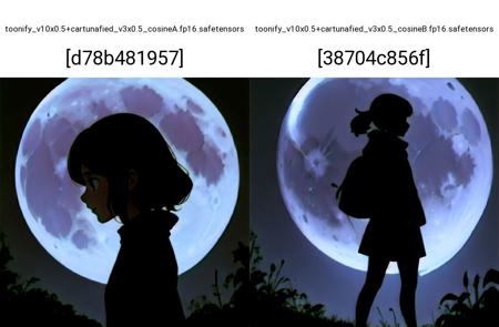 girl silhouetted against moon