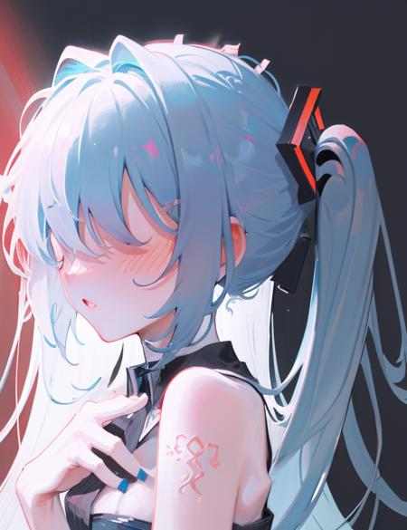 masterpiece,1girl,faceless female, blush,miku