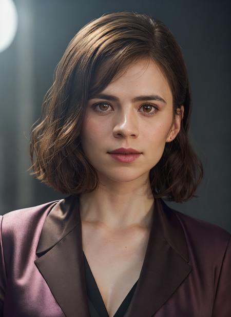 portrait of SKSWOMAN, ashamed , wearing satin , with brown Layered haircut , background airport epic (photo, studio lighting, hard light, sony a7, 50 mm, matte skin, pores, colors, hyperdetailed, hyperrealistic), <lyco:Hayley Atwell:1.1>