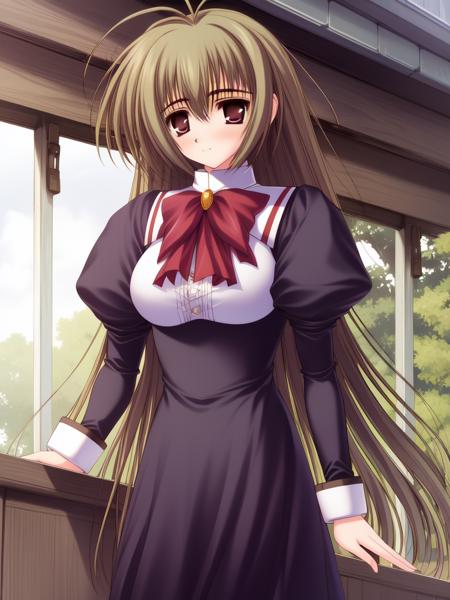 <lora:MiyanokoujiMizuho:1>,  MiyanokoujiMizuho, solo, long hair, otoko no ko, 1boy, dress, male focus, long sleeves, bow, very long hair,  crossdressing, brown hair, red bow, antenna hair, looking at viewer, brown eyes, puffy sleeves, blush, bowtie, red eyes, brooch, School gate , smile, blush,
masterpiece, high quality, very_high_resolution, large_filesize, full color,
masterpiece, high quality, very_high_resolution, large_filesize, full color,