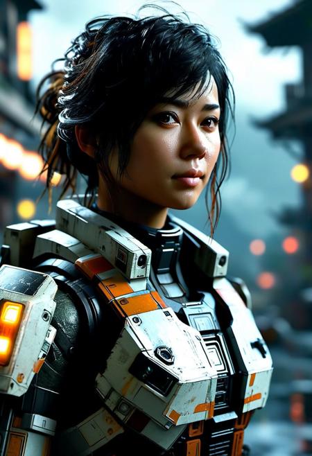 Style: "TitanFall 2" (the video-game).  
Type of shot: "entire figure - full body" portrait.
Subject: "Hottest Japanese woman".
Action: "staring at the viewer".
Aesthetic: "Dystopian Sci-Fi Island".
Light: "Dark. Night. Nightly. Moon".
Outfit: "Transparent suit made of rubber".
Weather: "Heavy rain".
Stares the viewer.
Subtle smile.
Strong expression.
Confident.
Life-like details.
Cinematic. 
Dramatic. 
Dynamic. 
Extremely refined lines and and shapes.
Extremely refined details on objects.
Sharp details.
Wide range of colors.
Many details everywhere. Ray-Tracing. Anti-Aliasing. Realistic soft shadows. Low saturation colors. Insane quality. Insane resolution. Insane details. Masterpiece. 32k resolution.