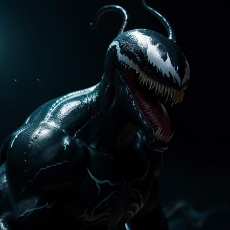 cinematic film still of  <lora:symbiote style 1.5:1.2>
a very large venom with a big mouth symbiote style, shallow depth of field, vignette, highly detailed, high budget, bokeh, cinemascope, moody, epic, gorgeous, film grain, grainy