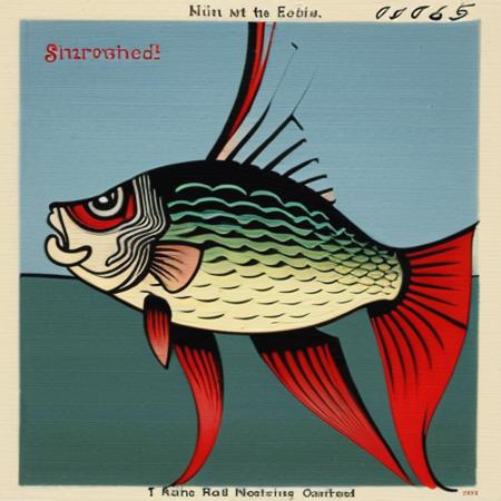 <lora:wish_you_were_here:1> WYWH postcard drawing a fish