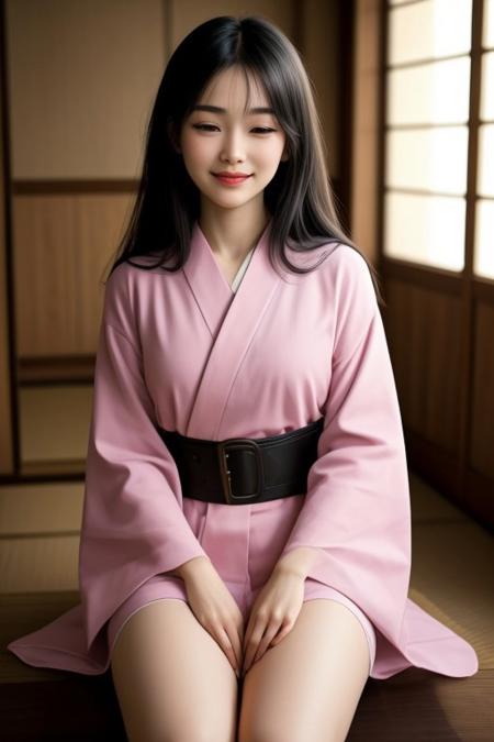 Zashiki Warashi:
The legendary Japanese guardian deity of the family, usually appears as a little girl with long straight black hair, wearing a gorgeous pink kimono, a gold kimono belt, and geta, with her eyes closed and smiling, in a Japanese-style house.
FHD, Rich in details, masterpiece, realistic style, canon 5D4.