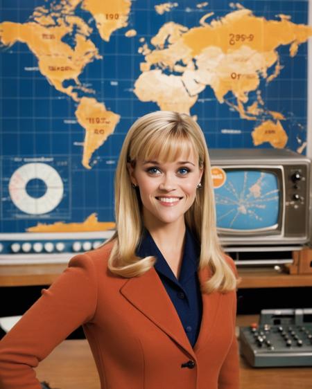 reese_witherspoon, <lora:ReeseWitherspoonXL:1>, (old photograpy) of a 1970s weather girl, Meteorology, tv show, 1970 hair style, bun, retro style, standing in front of a Weather Map With Outlook Icons, analogue photography,
1970's, antique, appliance, broadcast, broadcasting, classic, communicate, electric appliance, entertainment, figure, front, happy,  icons, illustration,  indoors, map, mass media, meteorologist, nostalgia, old fashion, old time, outlook, retro, smile, vintage, weather, work,