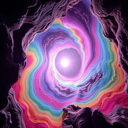 psychedelic vortex ,a bright light in the middle, in soace