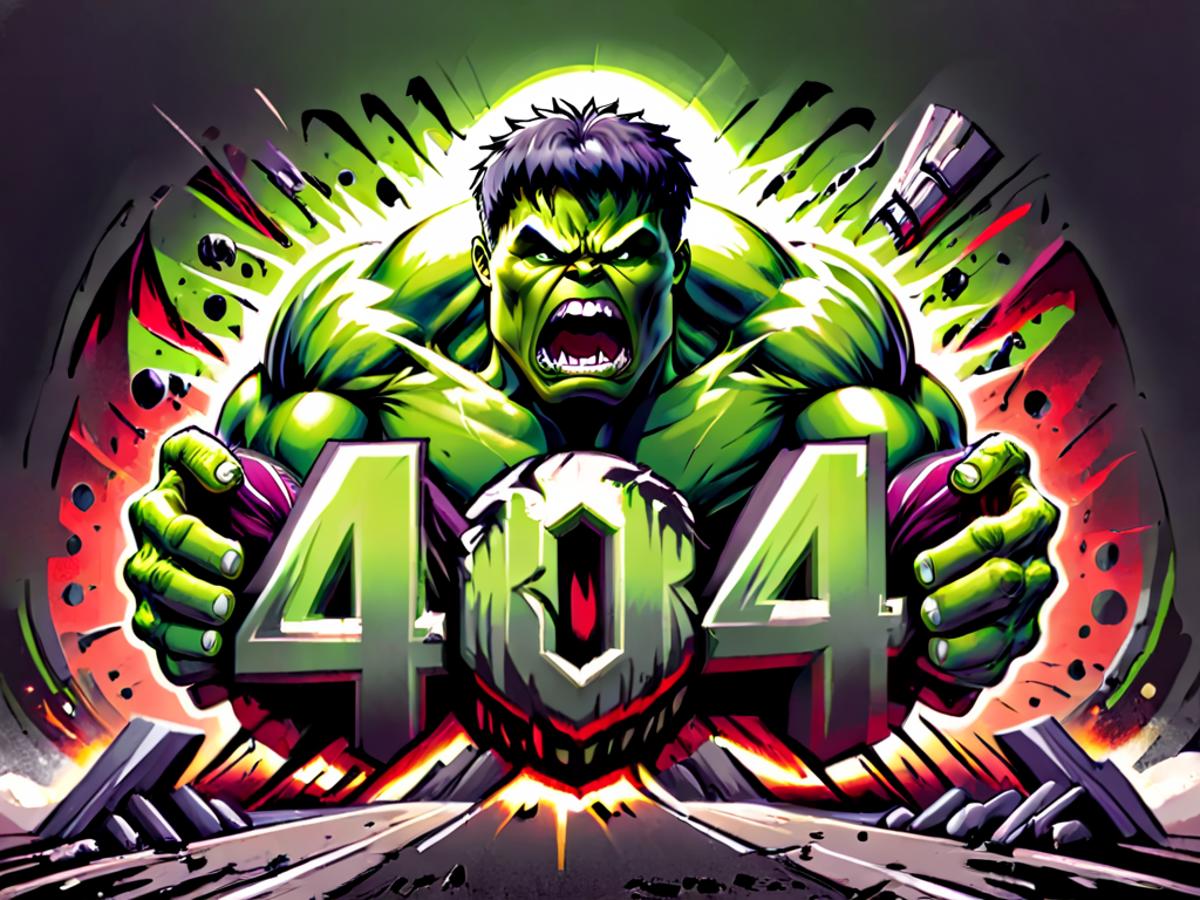 The Hulk with the number 404 on his chest.