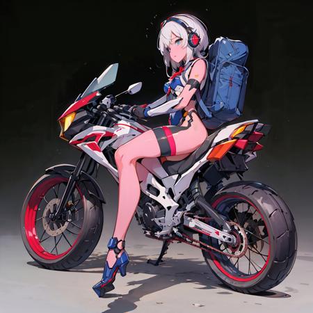 <lora:msgirlv4h:1>, side view, full body, (extremely detailed CG unity 8k wallpaper, masterpiece, best quality, robo, ultra-detailed, best shadow),small breasts, mech big wheels, (girl riding on mecha bike seat: 1.5), (detailed background), (beautiful detailed face, beautiful detailed eyes), High contrast, (best illumination, an extremely delicate and beautiful), supercar, mech backpack, headset,