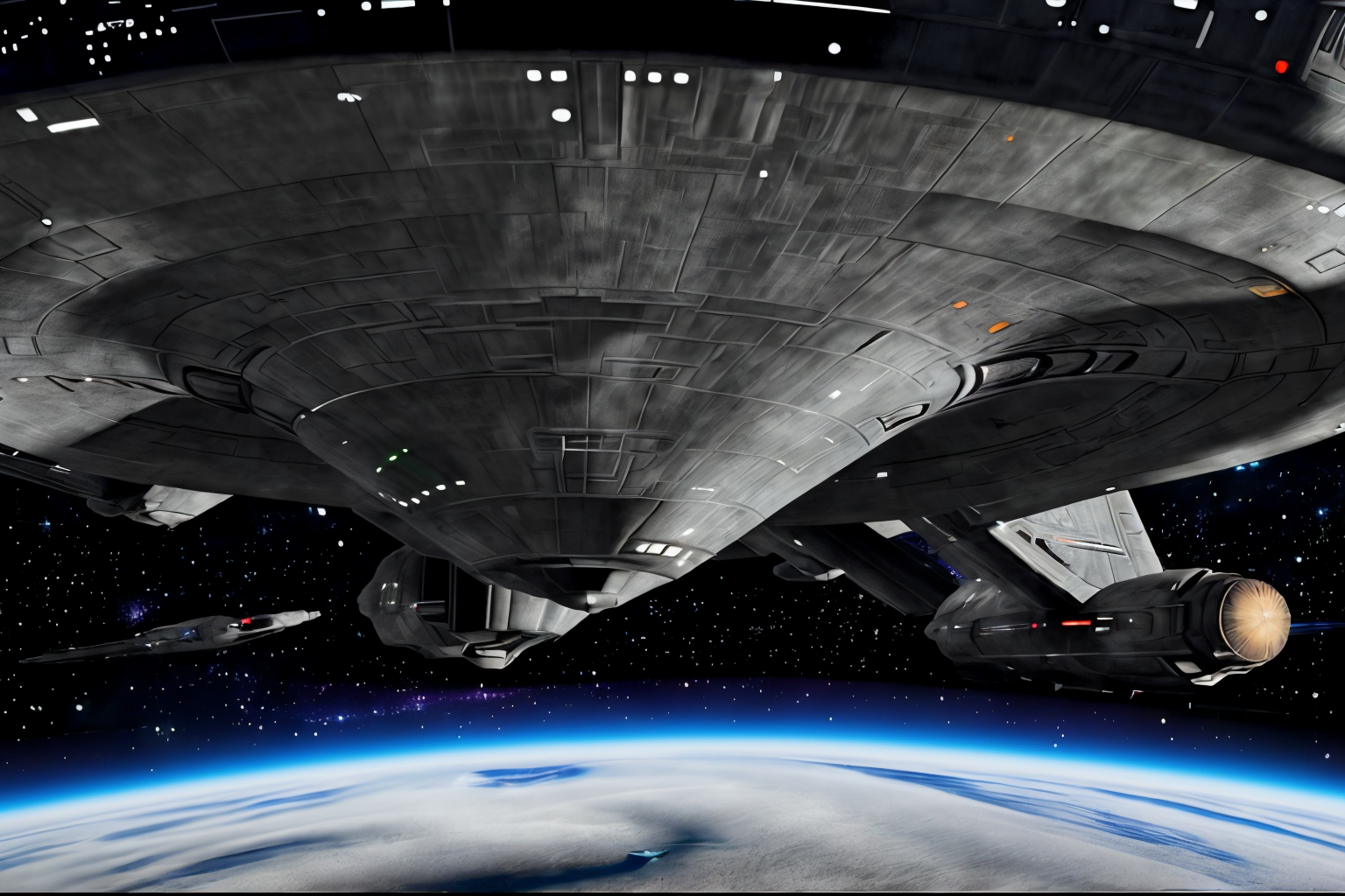 <lora:Enterprise_02:0.99> , (uss_enterprise ship) earth in the background ( star wars) silhouette by the sun, (intricate details:1.12), hdr, (intricate details, hyperdetailed:1.15), (natural skin texture, hyperrealism, soft light, sharp:1.2), game art, key visual, surreal