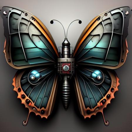 a butterfly dieselpunk style, <lora:ButterflyAI-000006:1>