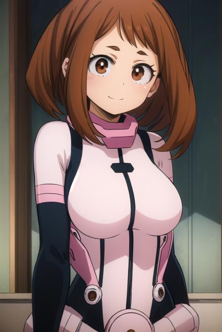 ochakouraraka, <lyco:ochako uraraka s3-lyco-nochekaiser:1>,
ochako uraraka, (uraraka ochako:1.2), (brown eyes:1.5), brown hair, short hair, blush, blush stickers, smile,
BREAK (bodysuit:1.5), skin tight, superhero,
BREAK indoors, classroom,
BREAK looking at viewer,
BREAK <lyco:GoodHands-beta2:1>, (masterpiece:1.2), best quality, high resolution, unity 8k wallpaper, (illustration:0.8), (beautiful detailed eyes:1.6), extremely detailed face, perfect lighting, extremely detailed CG, (perfect hands, perfect anatomy),