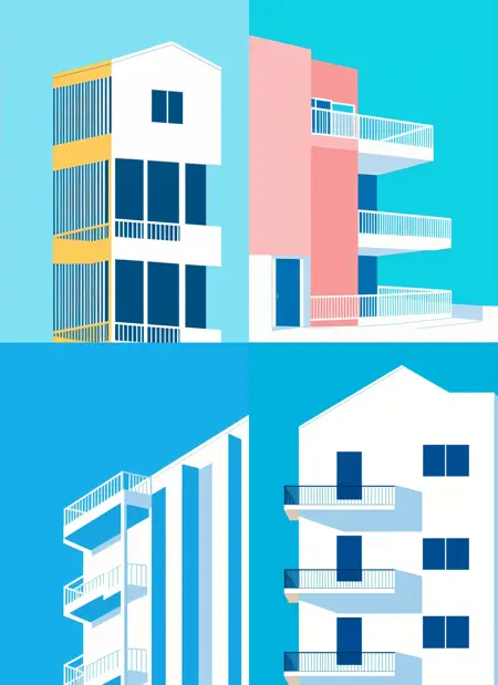 XSArchi_145Illustration style architecture interiorV2插画风格建筑室内V2