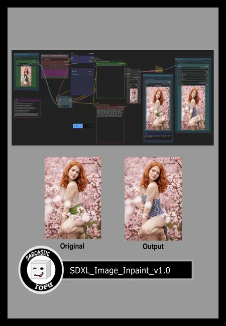 ComfyUI beginner friendly SDXL 1.0 Seamless Fast Inpaint Workflow (With LORAs) by SarcasticTOFU [[Very Fast]]