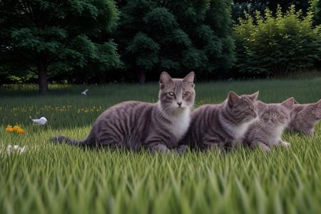 ,(Masterpiece:1.2, high quality),
 cat, :3,  
<lora:cat_20230627113759:0.8> cat sorrounded by hearts in a flower garden with kittens playing with birds