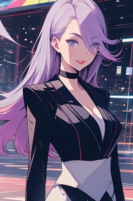 Biar Colossus  big side bangs, hair over one eye, eyes visible through hair choker  black pin, hair ornament, bun, large stray strand sticking upward  formal, suit, black jacket, white sash