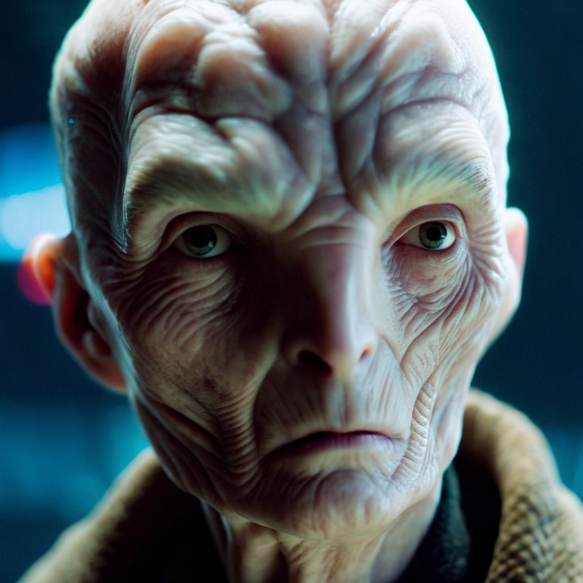cinematic film still of  <lora:Snoke:1.2>
Snoke a creepy looking man with a big head in star wars universe, shallow depth ...