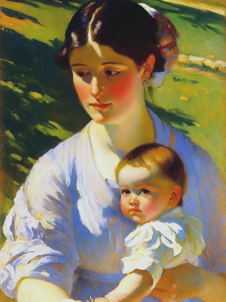 <lyco:MaryCassatt:1.0> woman and baby by Mary Cassatt