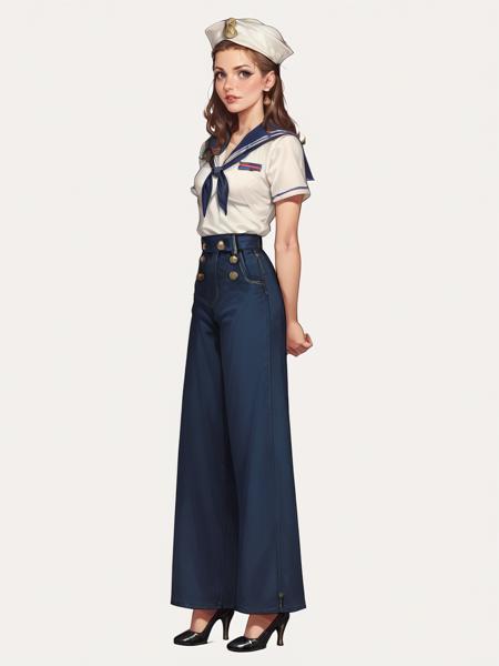 s41l0r, dixie cap hat, hat, sailor, sailor collar, pants, shirt, bell-bottoms