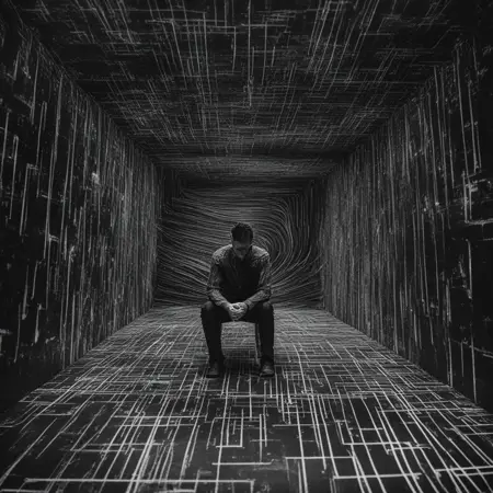 Room with black and white line