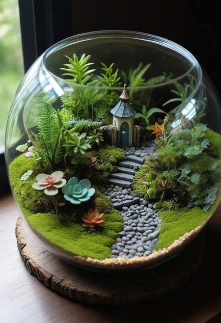 Terrarium Tales. Concoct miniature worlds within glass terrariums, 
hosting tiny civilisations, 
ecosystems, 
or fantastical landscapes