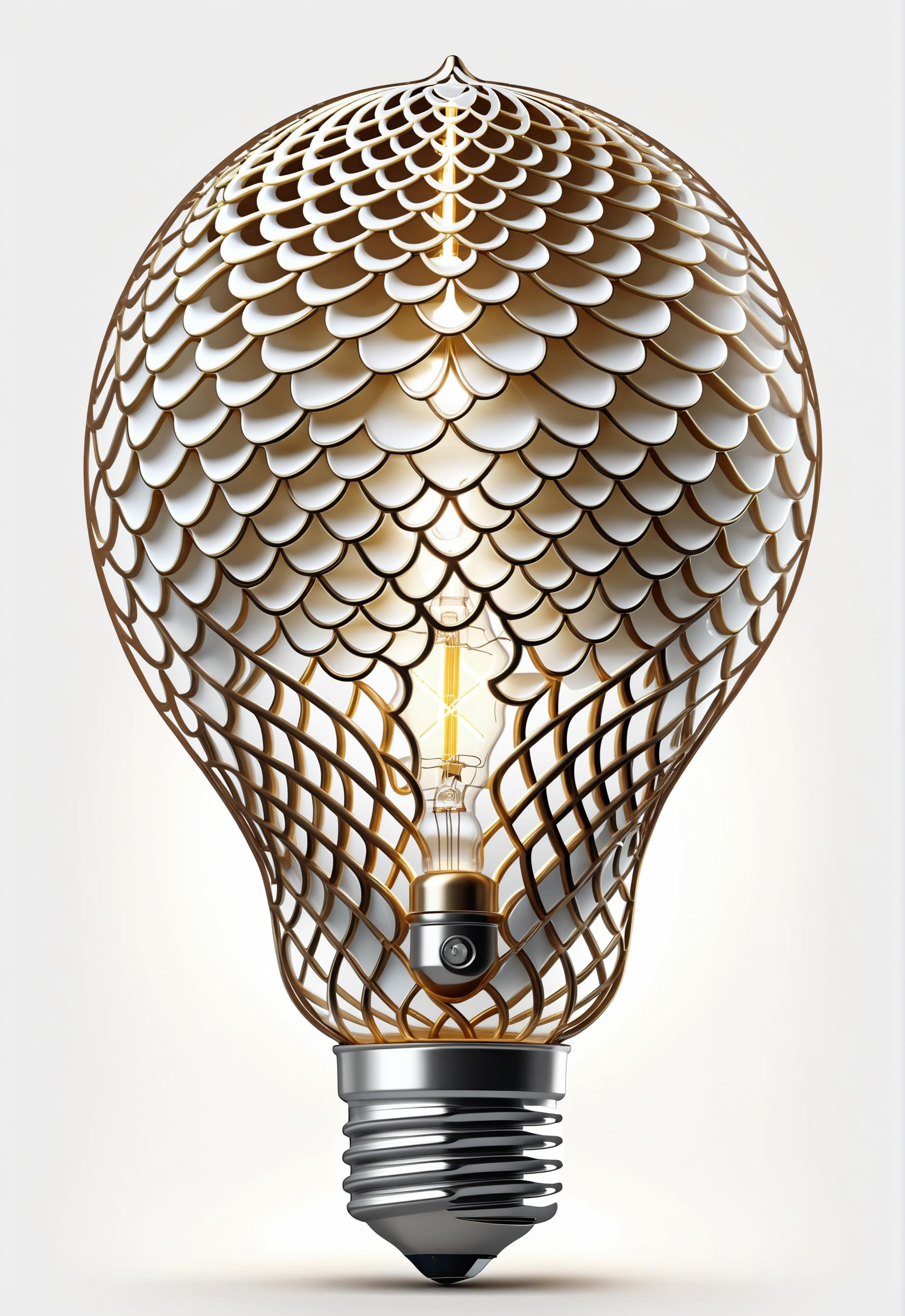 A Gold Lamp Shade with a Light Bulb Inside