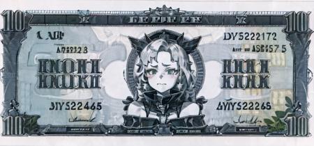 masterpiece, best quality,,money,  dollar bill, banknote, ,huge breasts,