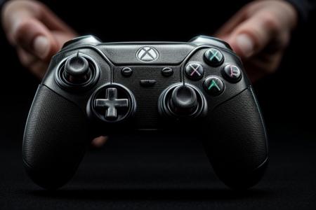 masterpiece, best quality, 8K, HDR, absurdres, intricate details, ciTron Legacy, photo of futuristic controller, controller, blurry background