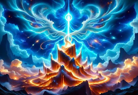 In the pillar of plasma that reaches the sky, there is a portal of galaxies with clear outlines, reaching a height of a hundred zhang, with a majestic aura.
This portal of galaxies is built on layers upon layers of white fire.
It is as if white fire are cast into its throne. A giant sword is impaled on the portal, 
But it is not purely a portal of galaxies, it is a mixture of rain, wind, thunder, lightning, yin and yang, the five elements, the heavenly stems and earthly branches, a mixture of all things, like a combination of all things in the world.
It symbolizes stars, symbolizes supernova, symbolizes explosion, symbolizes cosmos, symbolizes energy.
epic, majestic, sci-fi, futuristic, fantasy, dreamy, perspective, moody, magical, light and shadow, space, astronomical themes, magnificent, celestial, ethereal, 
(beautiful, detailed, textural, artistic, unreal engine, octane rendering, Anti-Aliasing, sharp focus, vivid, vibrant, best texture quality, very aesthetic), (((intricate details, highly detailed, ultra-detailed, absurdres))), 
midjourneyv6.1, slime-morph